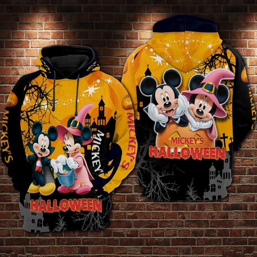 DN Hoodie Minnie Hoodie Minnie And MM Vapire And Witch Halloween Black Orange Hoodie MM Hoodie