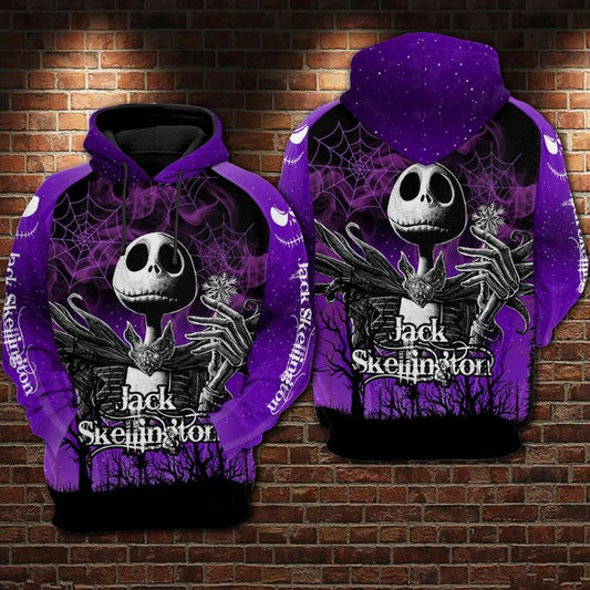  Nightmare Before Christmas Hoodie Jack Skellington Spider Web Galaxy Purple Hoodie Full Print Full Size