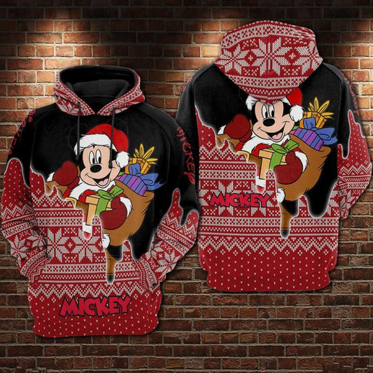 DN Hoodie Santa MM Christmas Snowflage Pattern Black Red Hoodie MM Hoodie