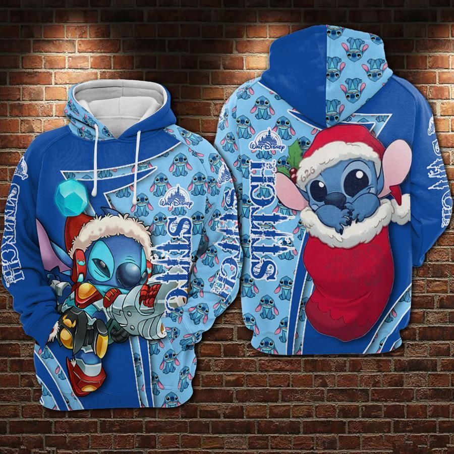 DN Hoodie Stitch Hoodie Cute Santa Stitch SN Logo Blue Hoodie