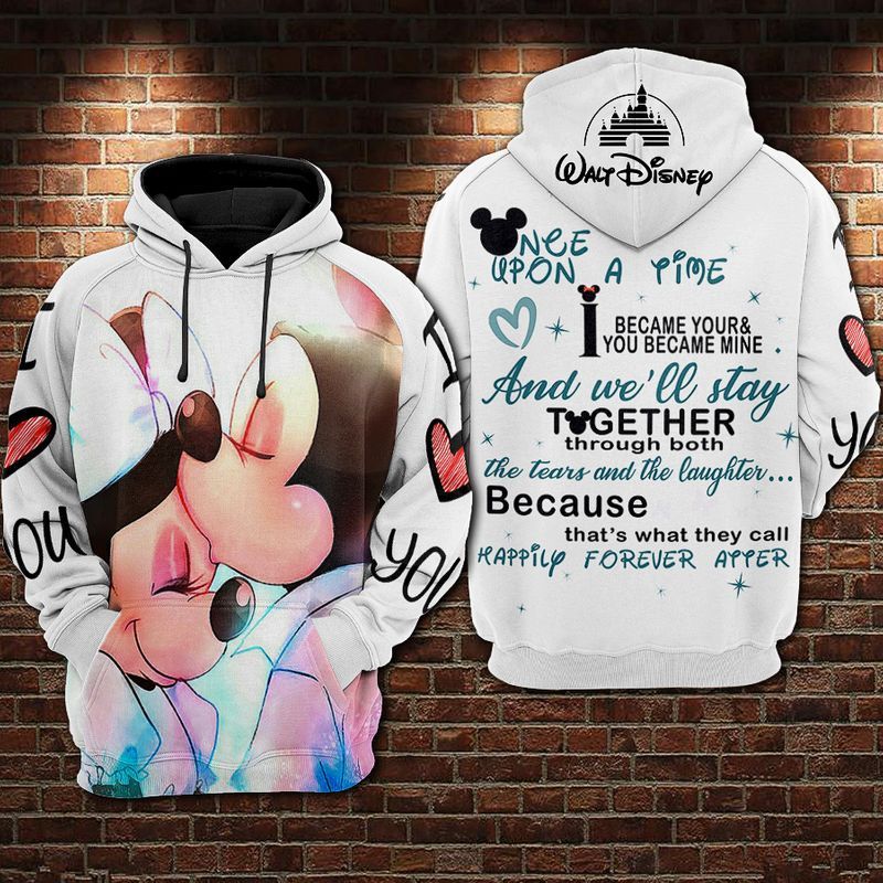 DN Hoodie Minnie And MM Once Upon A Time I Became Your And You Became Mine White Hoodie