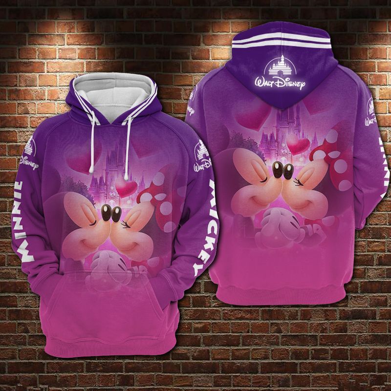 DN Hoodie Minnie Hoodie Minnie And MM Kissing Purple Pink Hoodie MM Hoodie