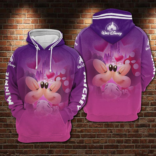 DN Hoodie Minnie Hoodie Minnie And MM Kissing Purple Pink Hoodie MM Hoodie