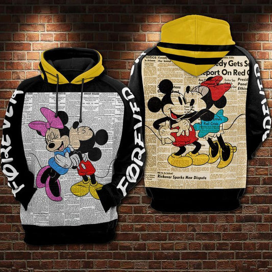 DN Hoodie Minnie And MM Old Version Newpasper Black Hoodie