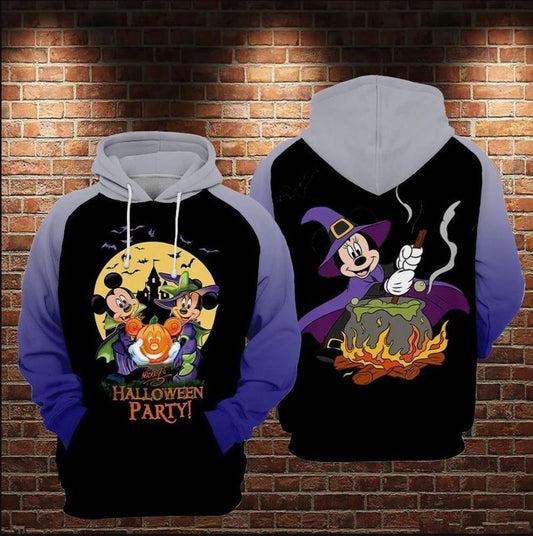 Halloween Hoodie DN Halloween Hoodie Minnie And MM Halloween Party Black Blue Hoodie MM Hoodie