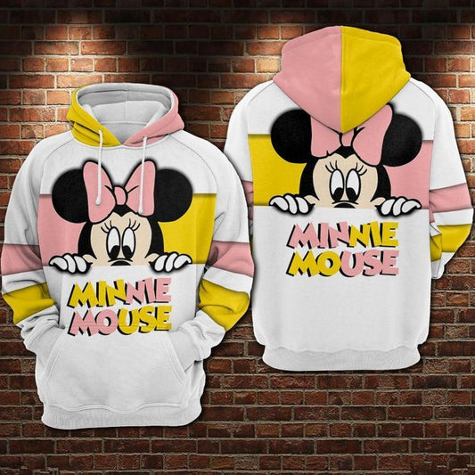 DN Hoodie Minnie Hoodie Minnie Hiding Pink Yellow White Hoodie