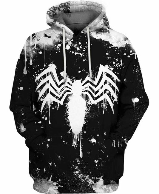 MV Hoodie Spider Man Hoodie Spider Man Symvol Black White Hoodie