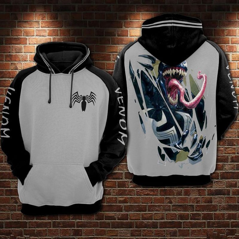 MV Hoodie Venom Hoodie Venom Rips Open Black White Hoodie