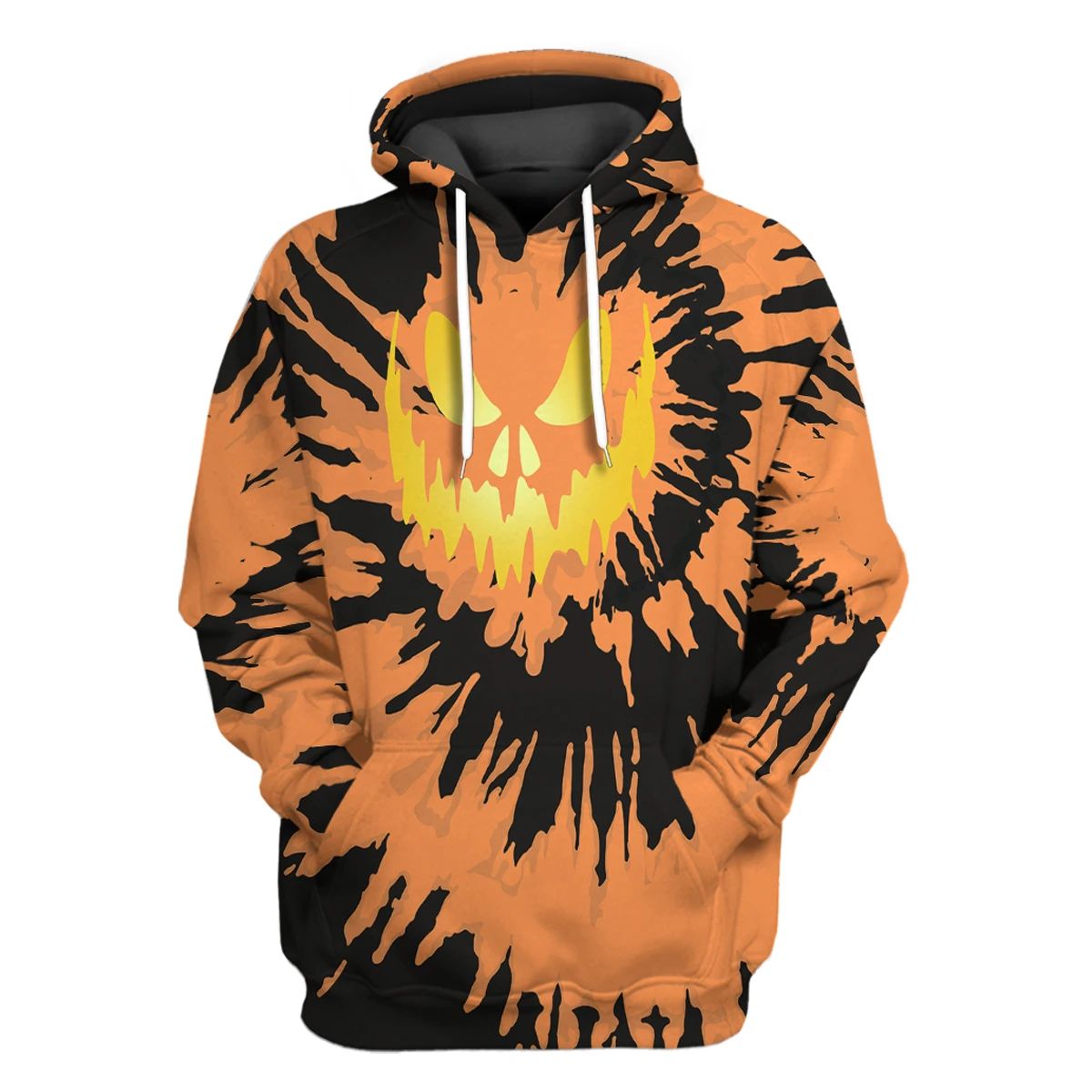 Halloween Hoodie Halloween Pumpkin Eye Tie Dye Orange Black Hoodie Halloween Clothing