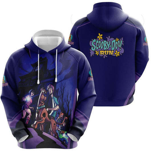 Halloween Hoodie Scooby Doo Hoodie Scooby Doo Run Night Mansion Halloween Horror Castle Blue Hoodie