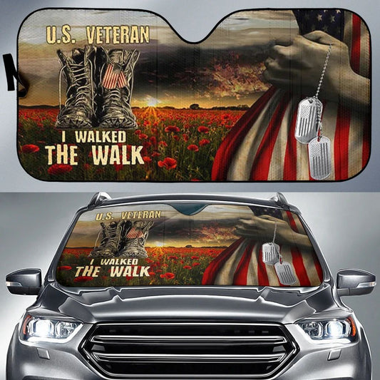 Veteran Car Sun Shade US Veteran I Walked The Walk Windshield Sun Shade