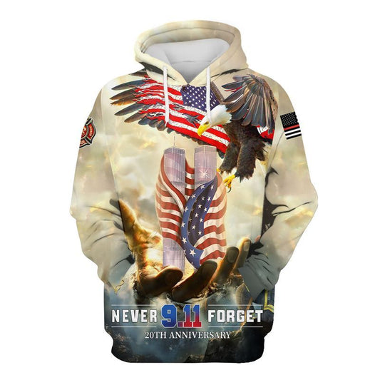 Patriot Day T-shirt September 11th Shirt 9.11 Never Forget Eagle White Hoodie Patriot Day Hoodie