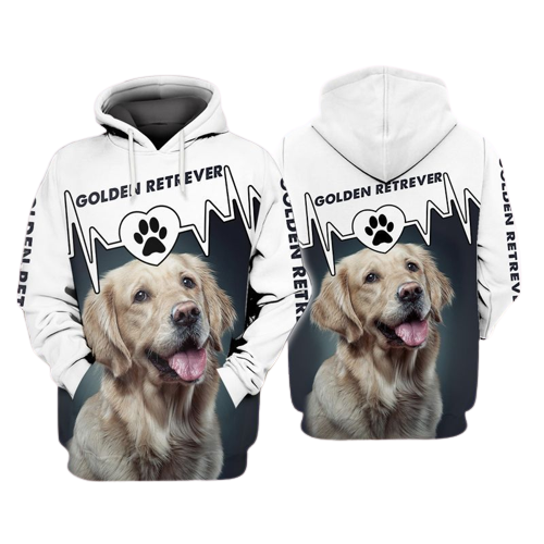 Dog Golden Retriever Hoodie Golden Retriever Black White Hoodie