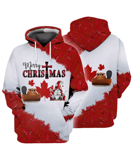 Gnome Christmas Hoodie Merry Christmas Gnome Maple Leaves Hoodie