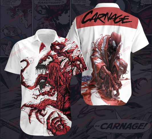 MV Venom Hawaiian Shirt Carnage Red Symbiote Red White Hawaii Aloha Shirt