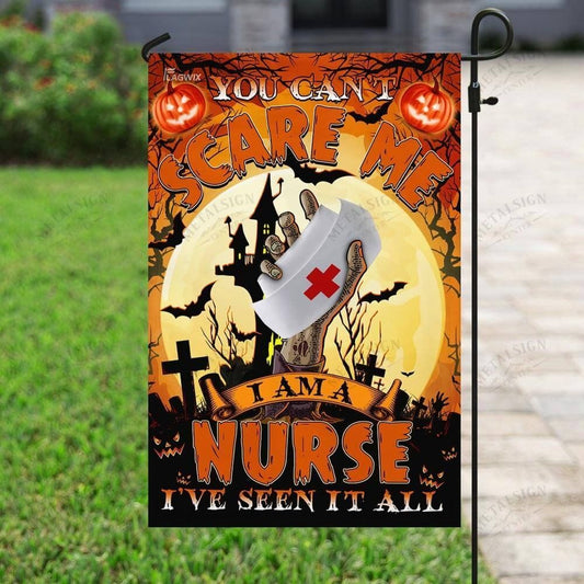 Halloween Flag You Can't Scare Me I Am A Nurse I've Seen It All Zombie Nurse Garden Flag