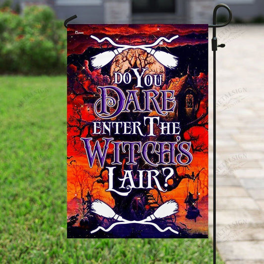 Halloween Flag Do You Dare Enter The Witch's Lair Garden Flag