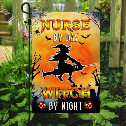 Halloween Flag Nurse By Day Witcch By Night Garden Flag