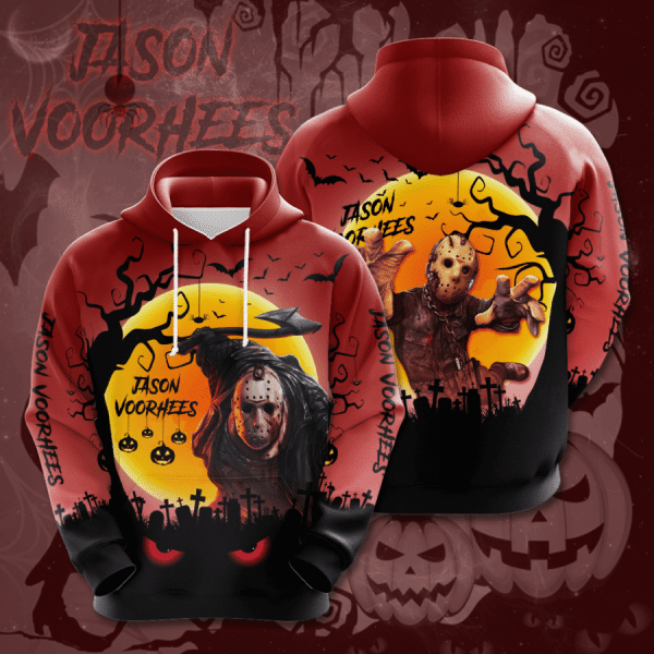 Halloween Hoodie Horror Hoodie Jason Voorhees And Friday the 13th Red Hoodie Jason Voorhees Hoodie
