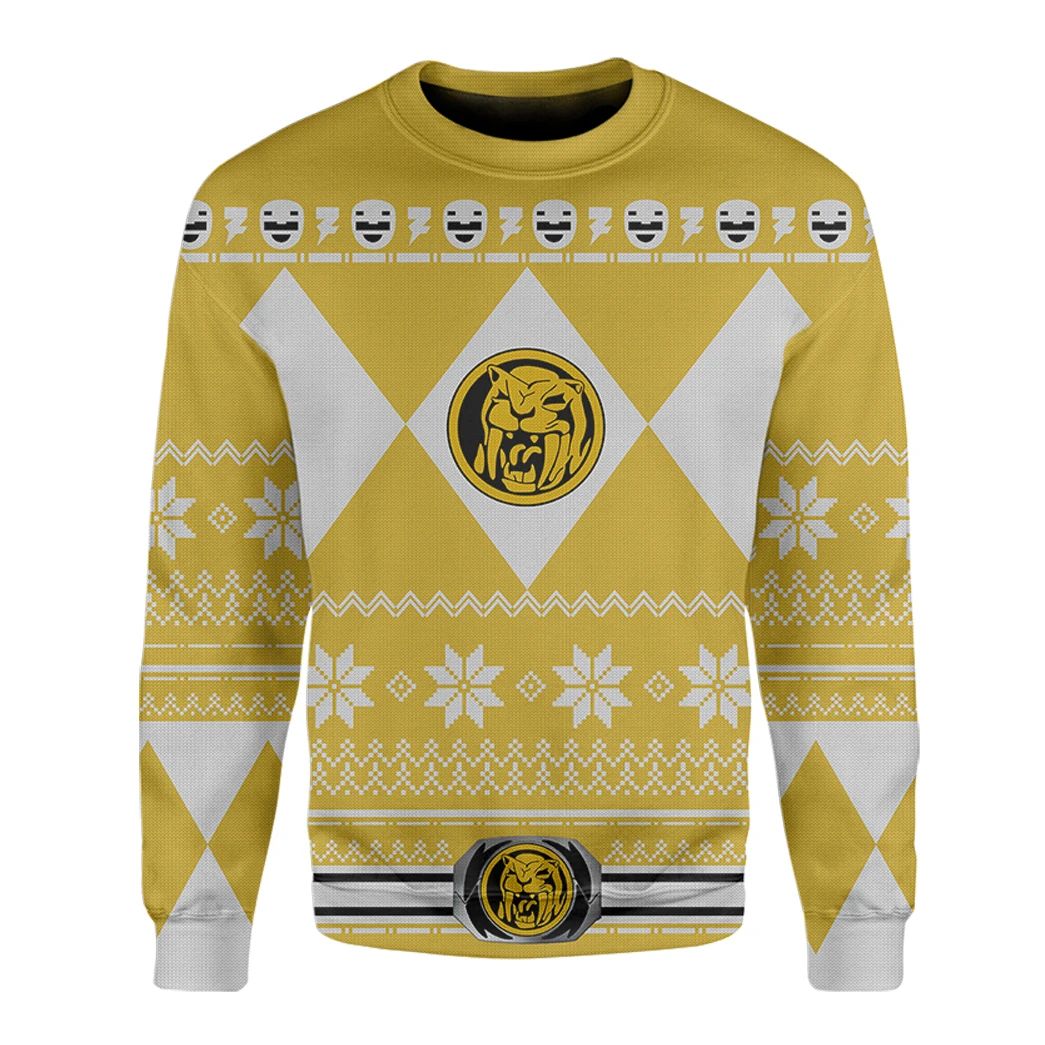 Power Rangers Ugly Sweater Mighty Morphin Yellow Power Rangers Sweater