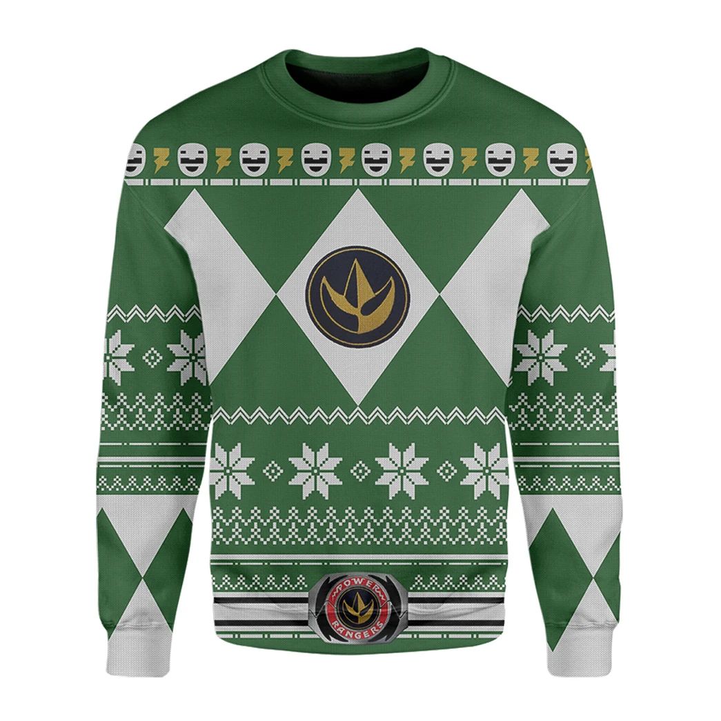 Power Rangers Ugly Sweater Mighty Morphin Green Power Rangers Sweater