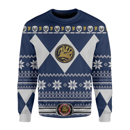 Power Rangers Ugly Sweater Mighty Morphin Blue Power Rangers Sweater