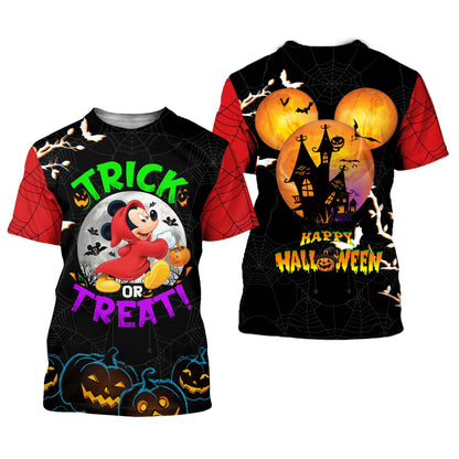 DN Halloween Shirt MK Mouse Shirt MK Mouse Trick Or Treat Happy Halloween Spooky Night Black Red T-shirt