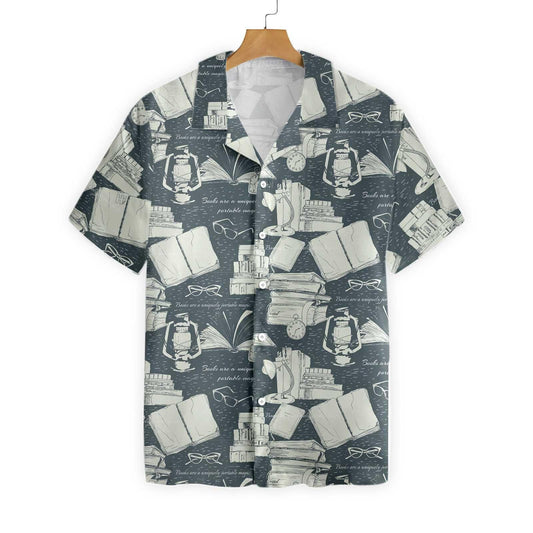 Book Hawaiian Shirt Book Lantern Pattern Grey Aloha Shirt