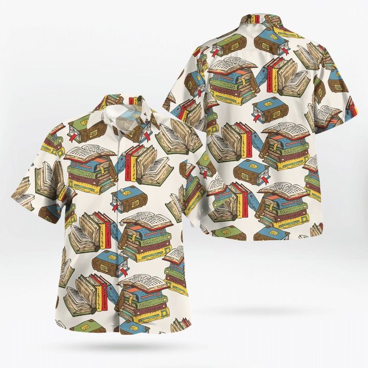 Book Hawaiian Shirt Stack Of Classic Colorful Books Aloha Shirt