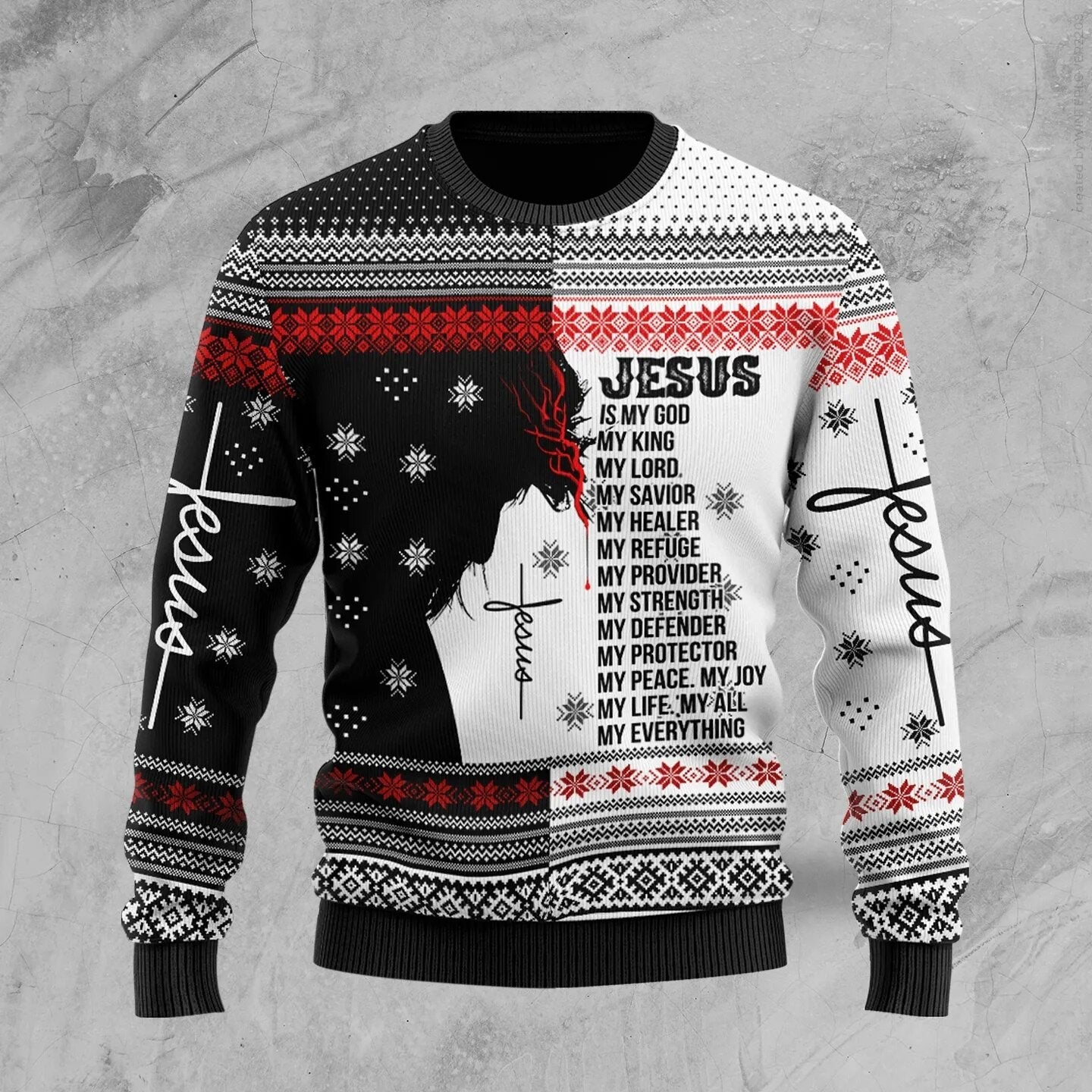 Jesus Ugly Christmas Sweater Jesus Is My Everything Black White Sweater