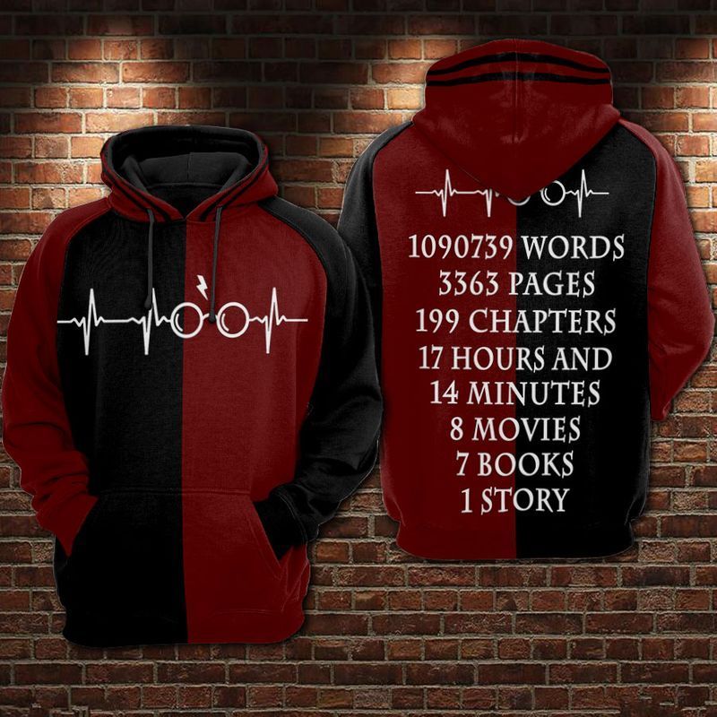 HP Hoodie HP 109739 Words 8 Movies 7 Books 1 Story Hoodie