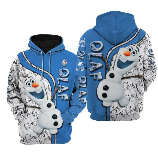 DN Frozen Hoodie Frozen Olaf Signature White Blue Hoodie