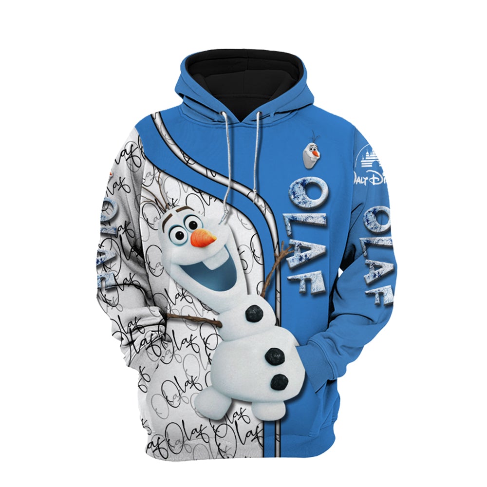 DN Frozen Hoodie Frozen Olaf Signature White Blue Hoodie