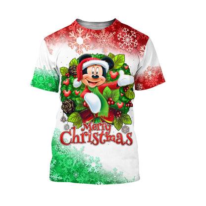 DN Christmas Shirt DN MK Mouse Mouse Christmas Wreath Mistletoe Red White Hoodie DN Christmas Hoodie