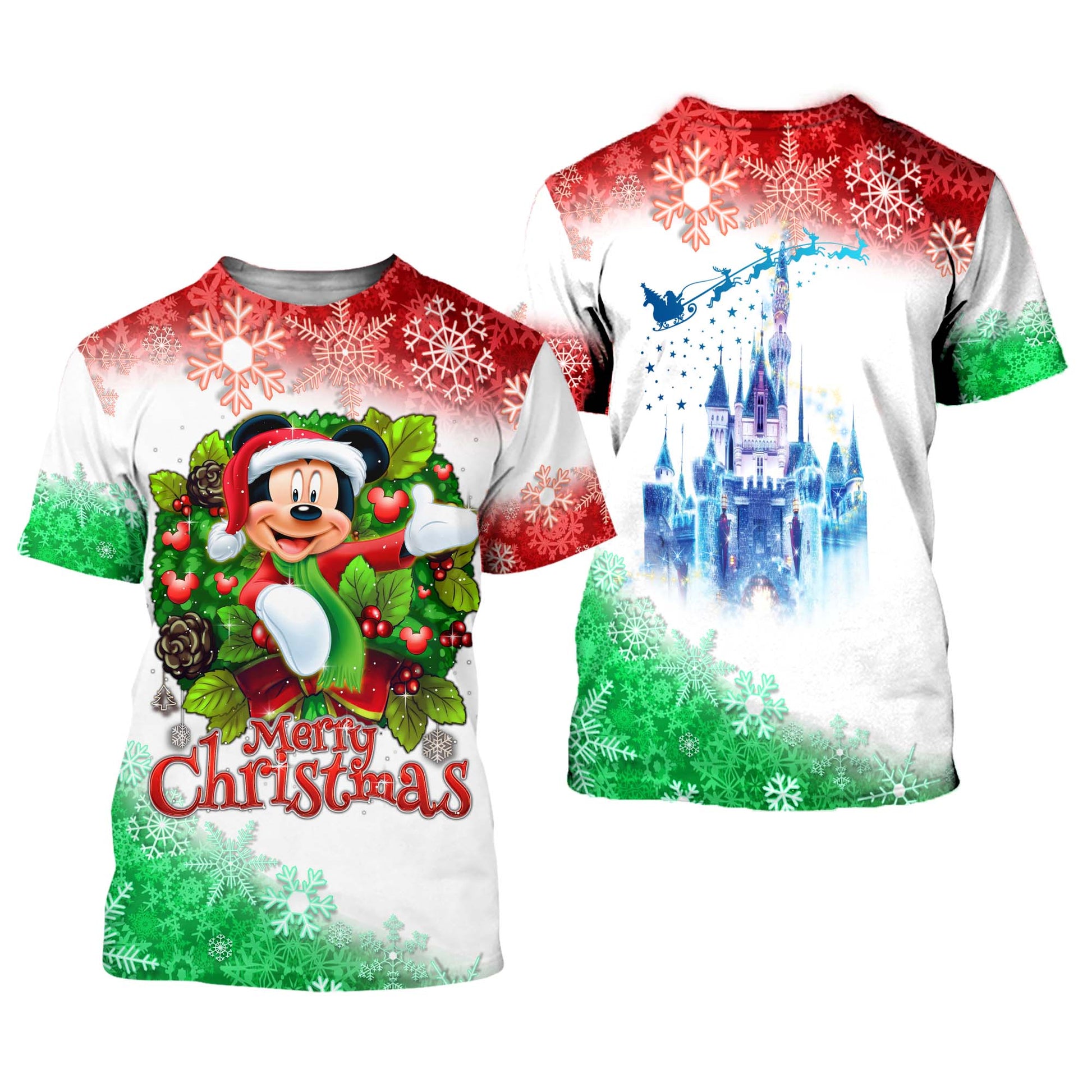 DN Christmas Shirt DN MK Mouse Mouse Christmas Wreath Mistletoe Red White Hoodie DN Christmas Hoodie