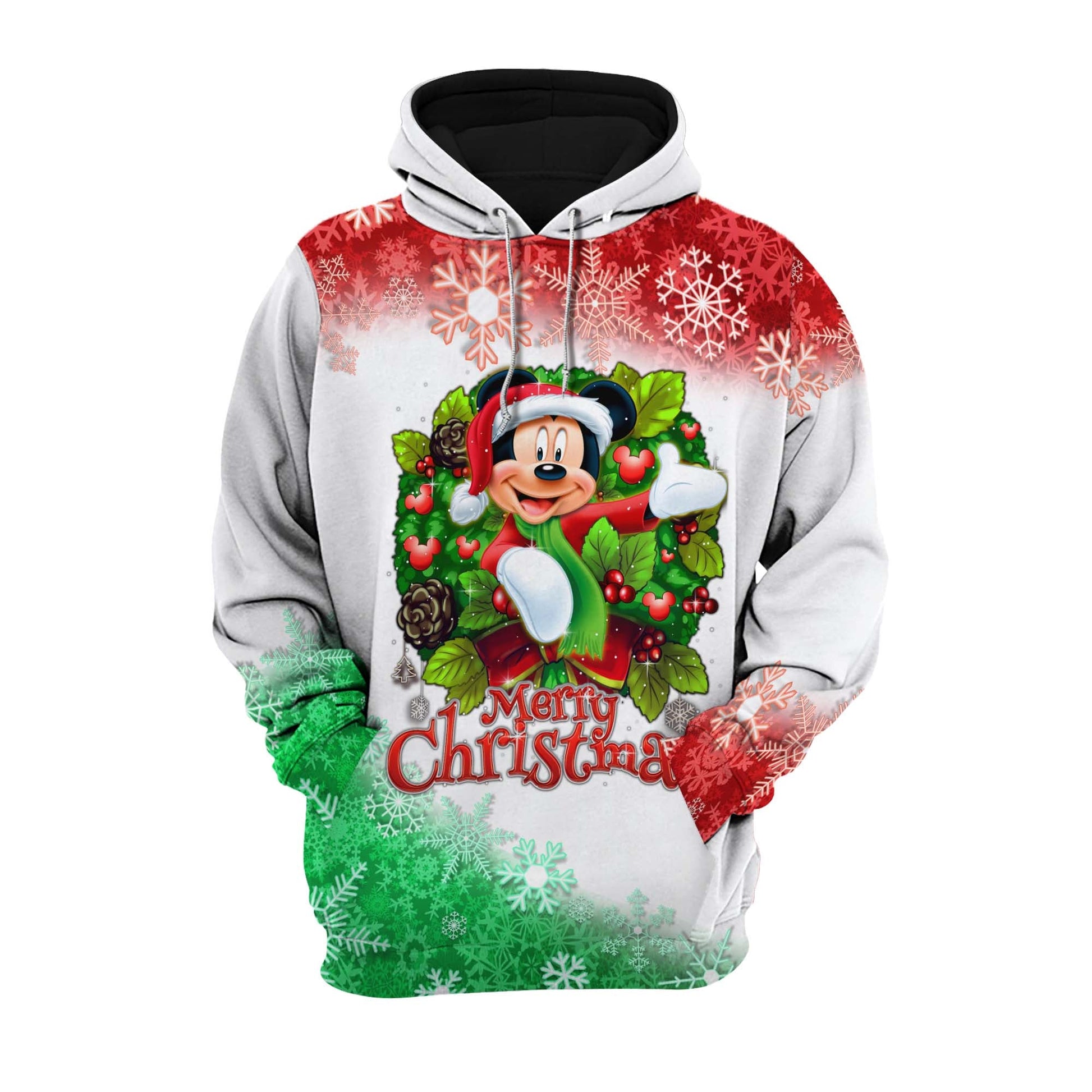 DN Christmas Shirt DN MK Mouse Mouse Christmas Wreath Mistletoe Red White Hoodie DN Christmas Hoodie