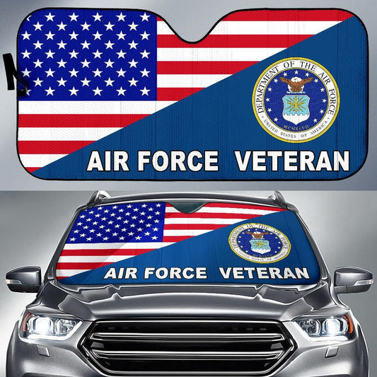 Veteran Car Sun Shade Air Force Veteran American Flag Blue Windshield Sun Shade