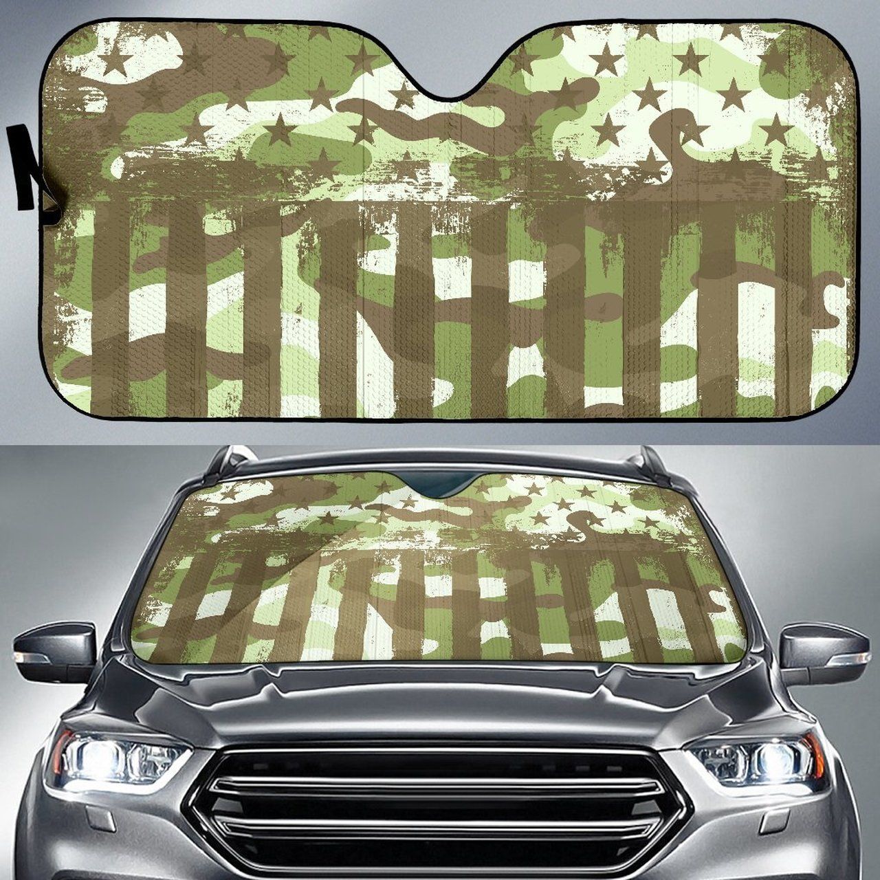 Veteran Car Sun Shade American Patriot Camouflage Green Windshield Sun Shade