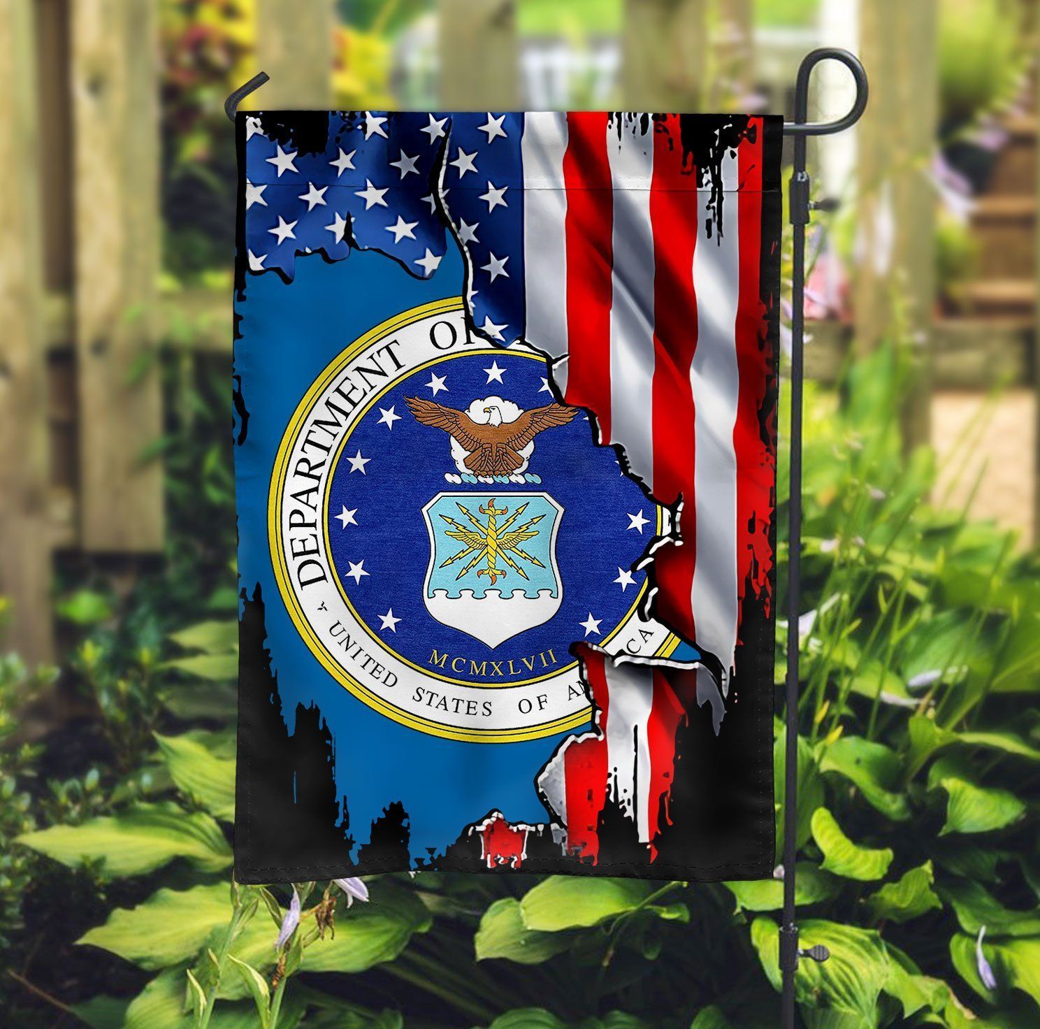 Veteran Flags US Navy Seal Torn American Flag Garden Flag