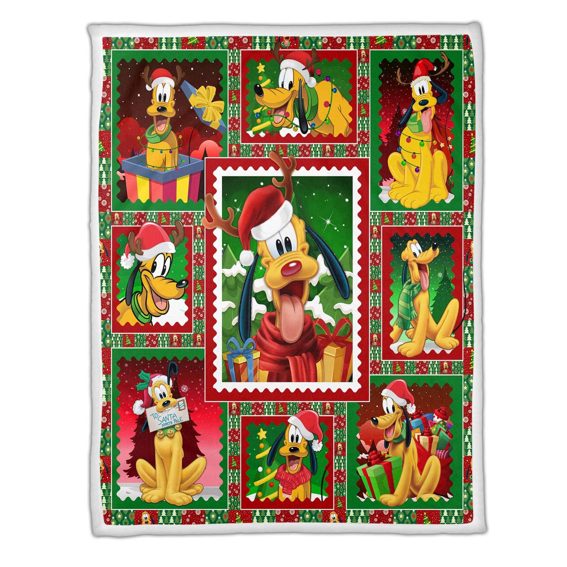 DN Christmas Blanket Pluto Dog Christmas Red Green Blanket