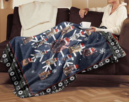 SW Christmas Blanket SW Characters On Snowflakes Christmas Blanket