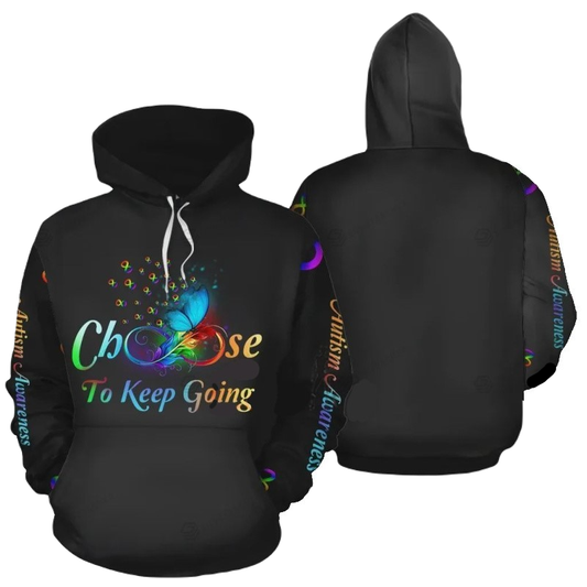 Autism Hoodie Choose To Keep Going Autism Infinity Hoodie Black Unisex