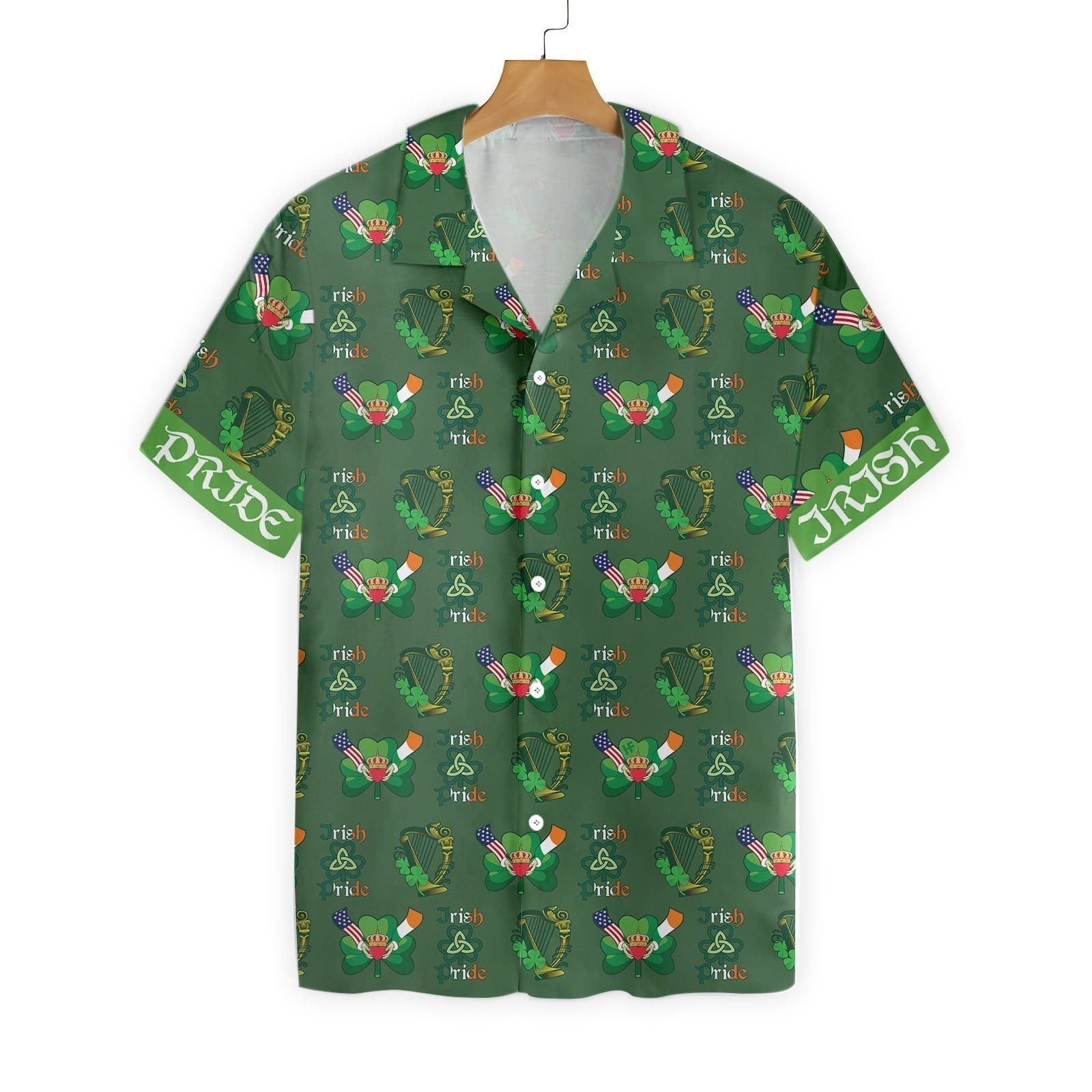 St Patrick's Day Hawaii Shirt Irish Pride Flag The Harp Aloha Shirt St Patrick's Day Shirt