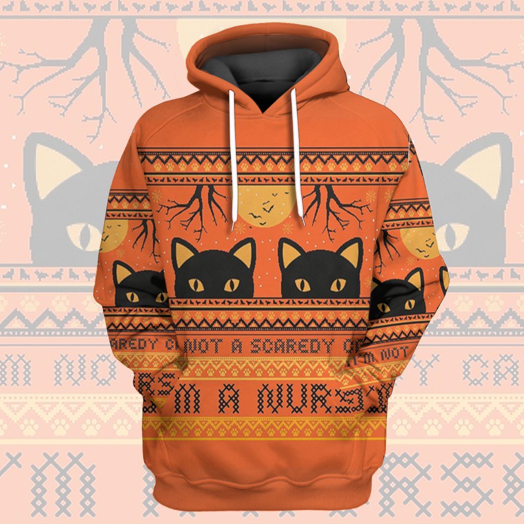 Halloween Shirt Black Cat Halloween I'm Not A Scaredy Orange Hoodie Halloween Hoodie