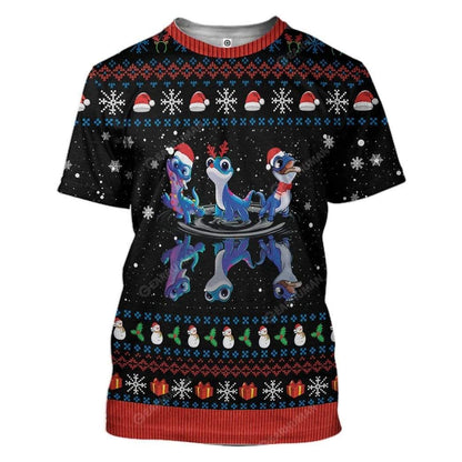 DN Christmas Shirt Frozen Hoodie Frozen Bruni Dance Christmas Pattern Black Hoodie