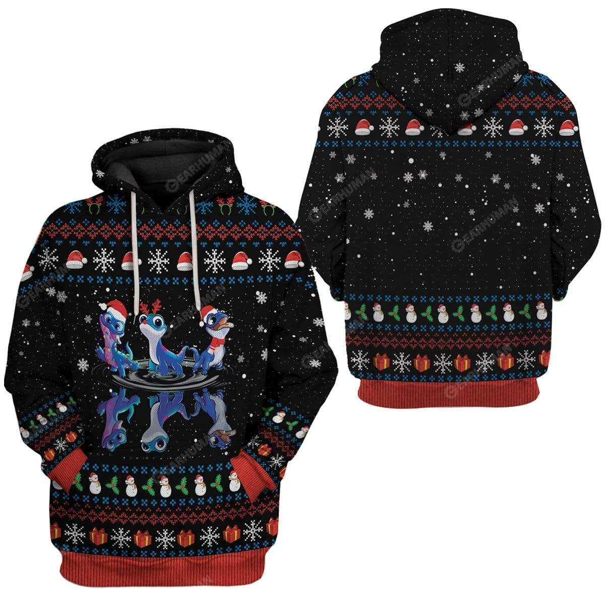 DN Christmas Shirt Frozen Hoodie Frozen Bruni Dance Christmas Pattern Black Hoodie