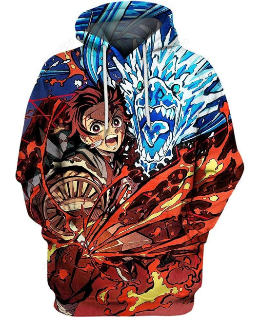 Demon Slayer Hoodie Tanjirou Kamado Water Dragon Sun Breathing Hoodie