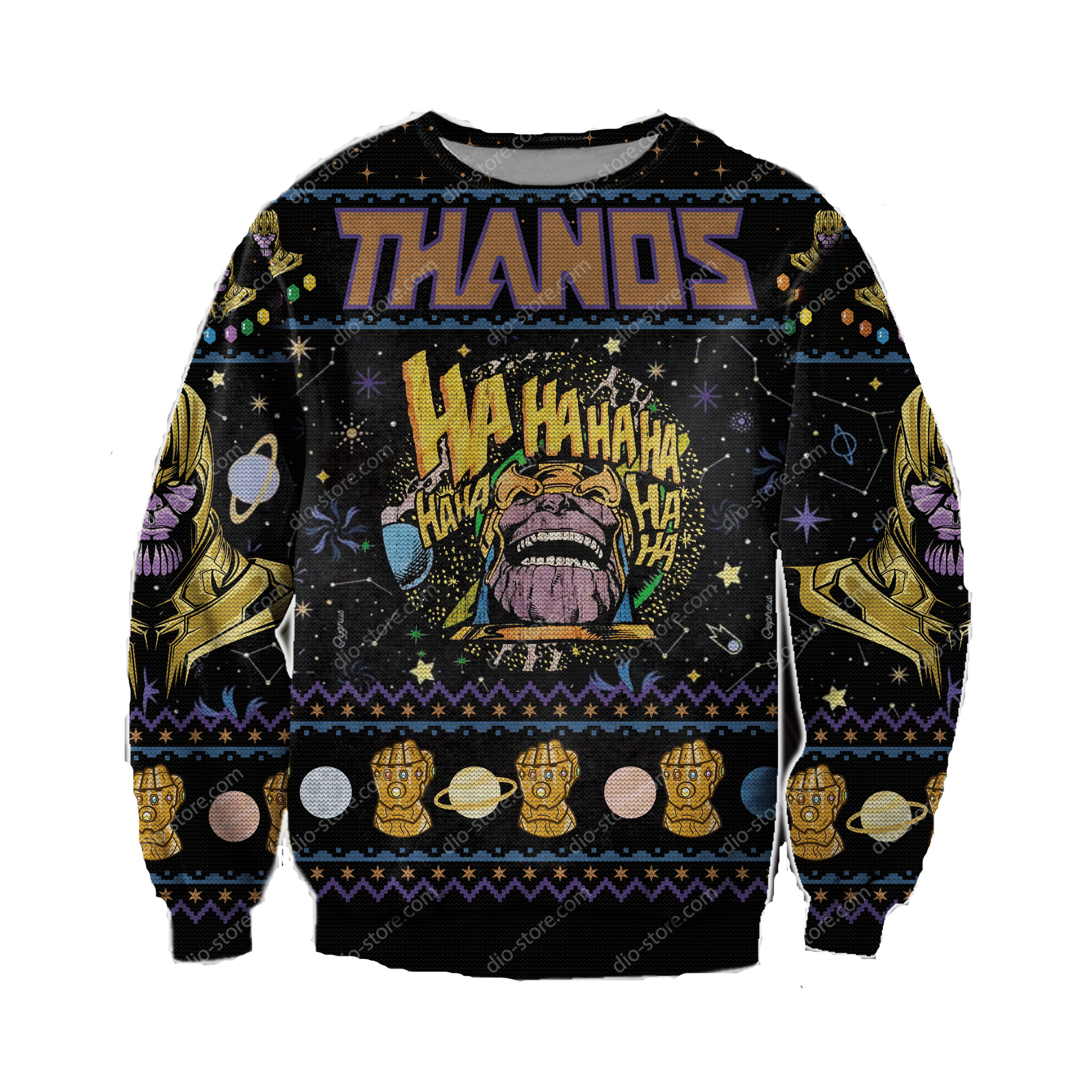 MV Christmas Ugly Sweater Thanos Mad Titan Laugh Black Sweater