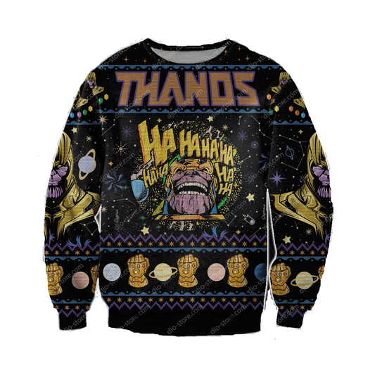 MV Christmas Ugly Sweater Thanos Mad Titan Laugh Black Sweater