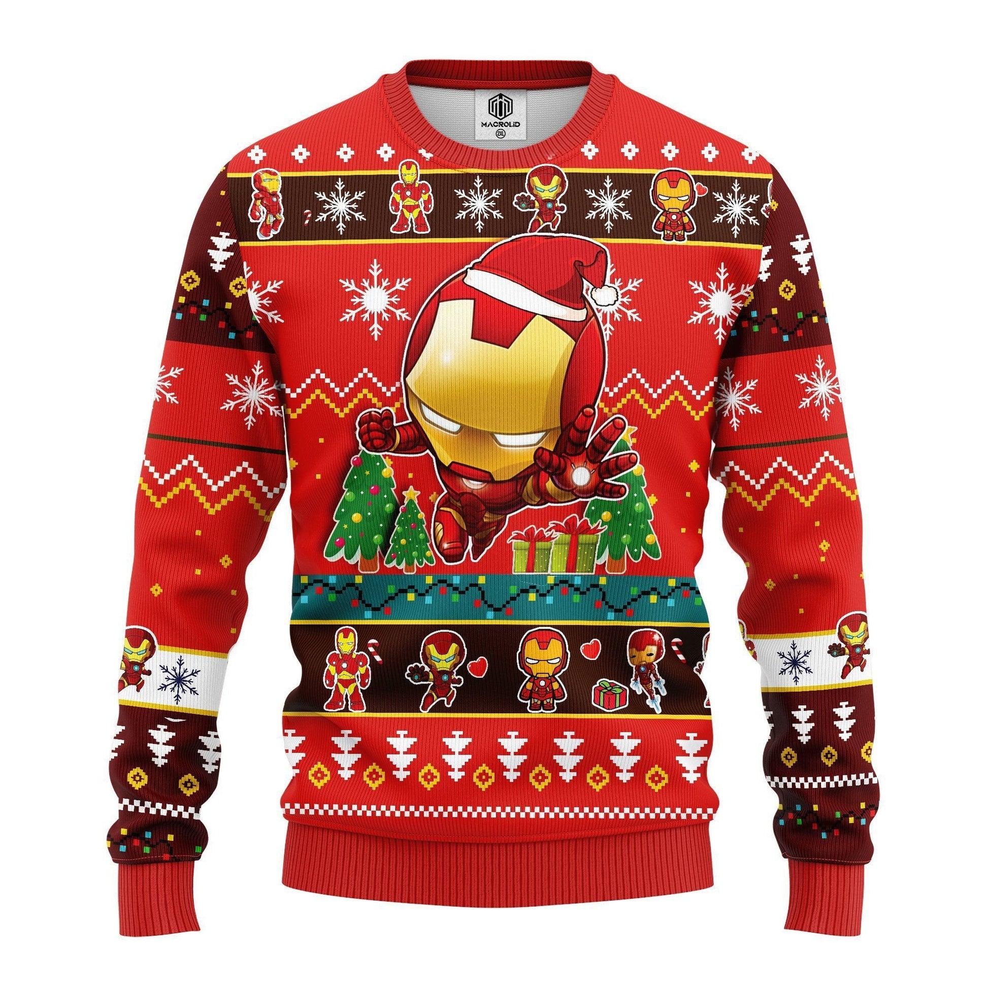 MV Christmas Ugly Sweater Iron Man Chibi Christmas Pattern Red Sweater